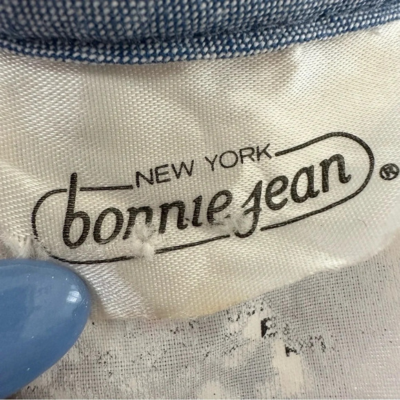 Vintage 1980s Bonnie Jean Girls size 5 Cherry Chambray School Dress Plaid Blue - Picture 3 of 6